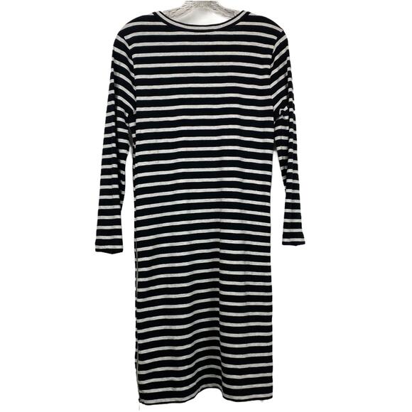 J. CREW S Black & Cream Stripe Double Zipper Dress Small Preppy Academia - Picture 8 of 8